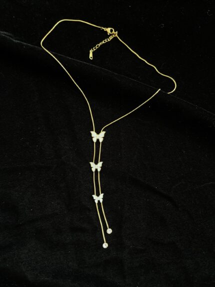 Long butterfly layered necklace