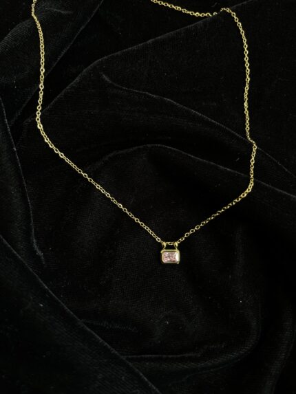 Single square shape pink stone